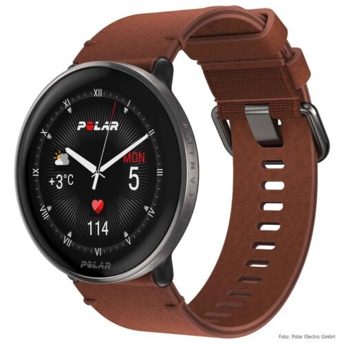 Polar Ignite 3 Titanium GPS Fitnessuhr – Sun-Kissed Bronze (Leder- und Silikonarmband)