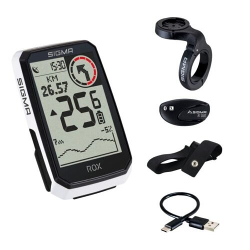 SIGMA ROX 4.0 Endurance GPS Fahrradcomputer – HR Set – weiß